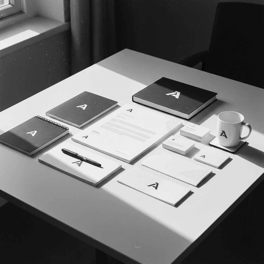 Creative professional reviewing brand materials