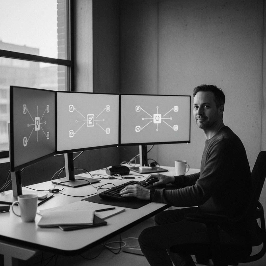 Professional viewing unified dashboard on monitor